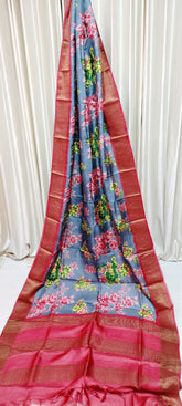 Tussar handblock print saree